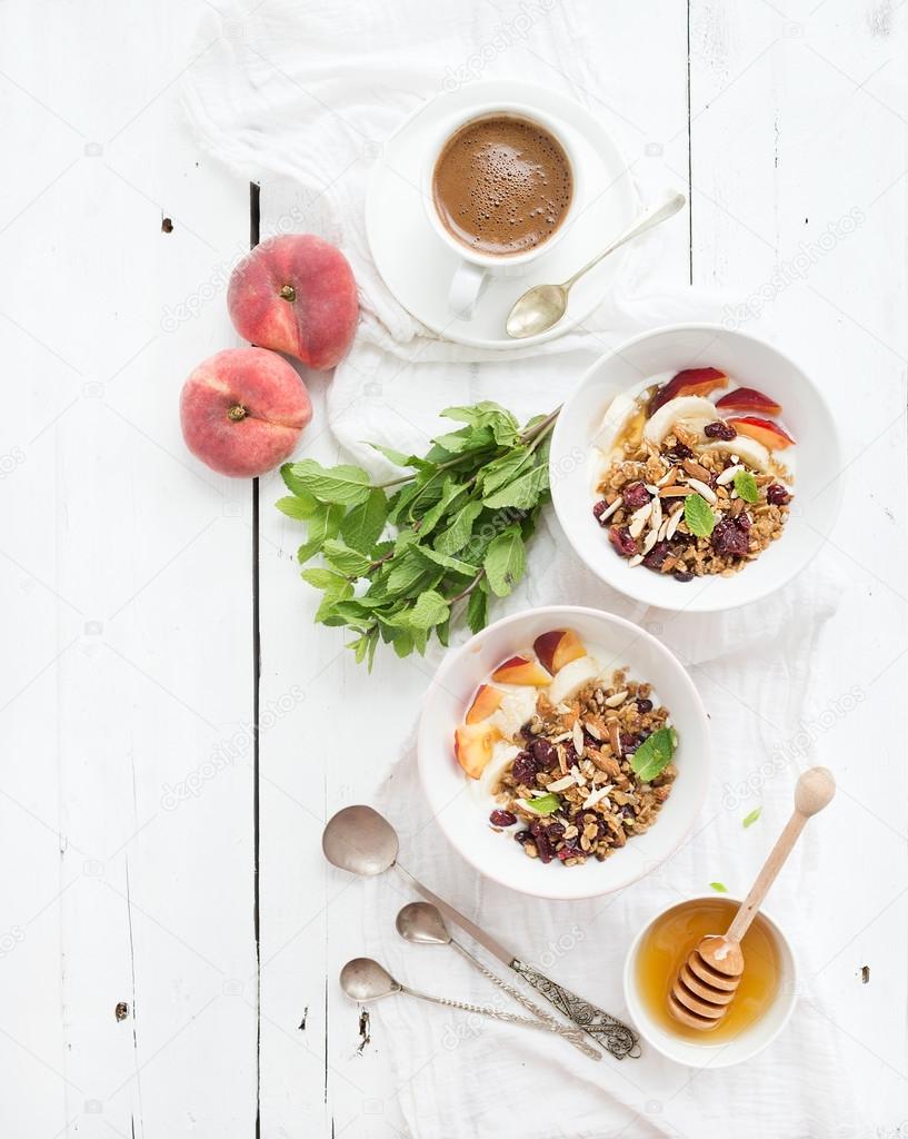 Bowl of oat granola with yogurt