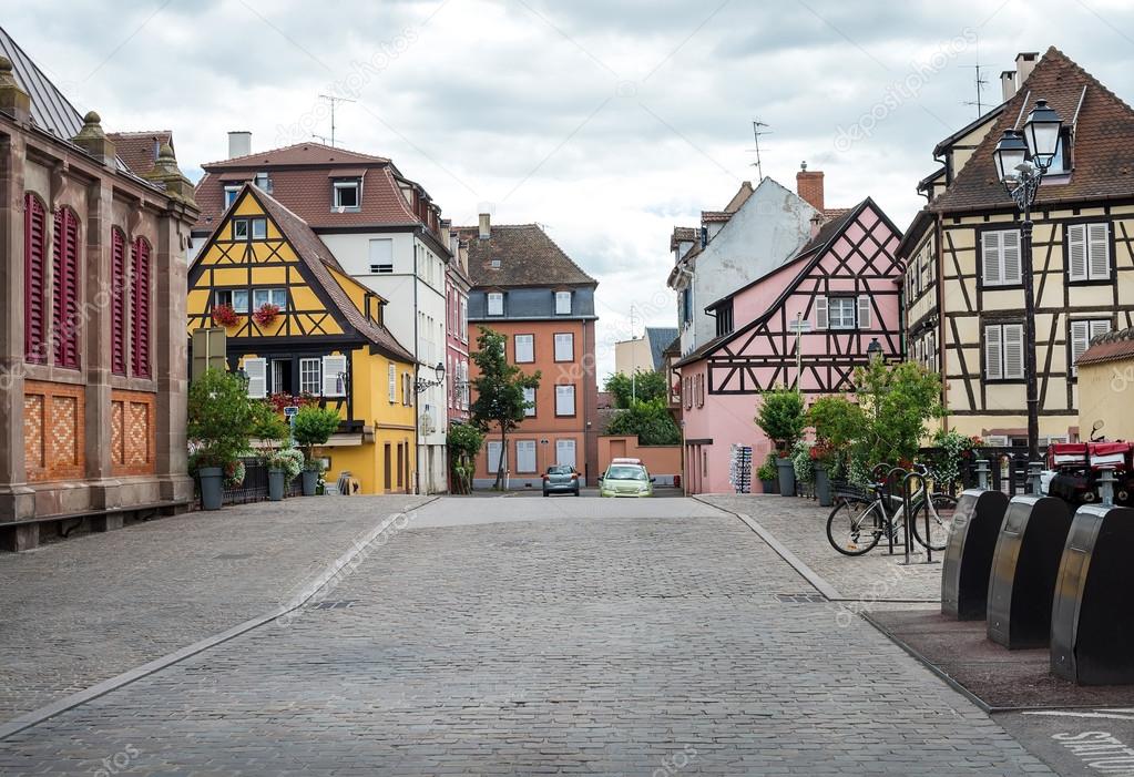 Colorful timbered traditional french houses