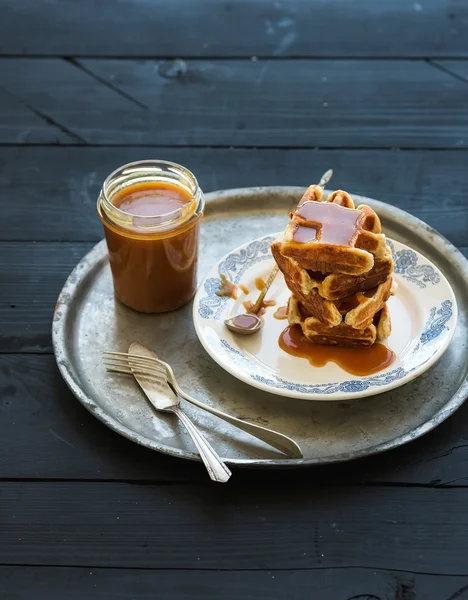 Stack of Belgian soft waffles — Stock Photo, Image