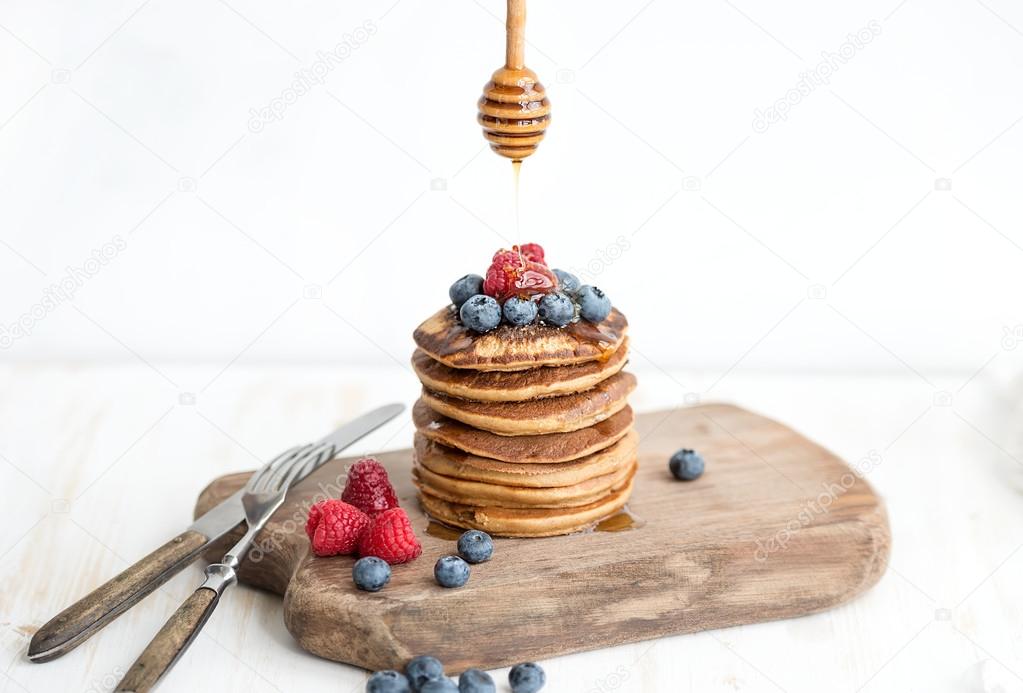 Buckwheat pancakes with fresh berries