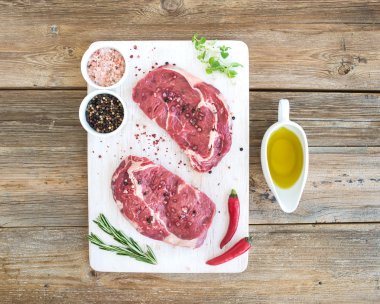 Ribeye steak entrecote and seasonings clipart
