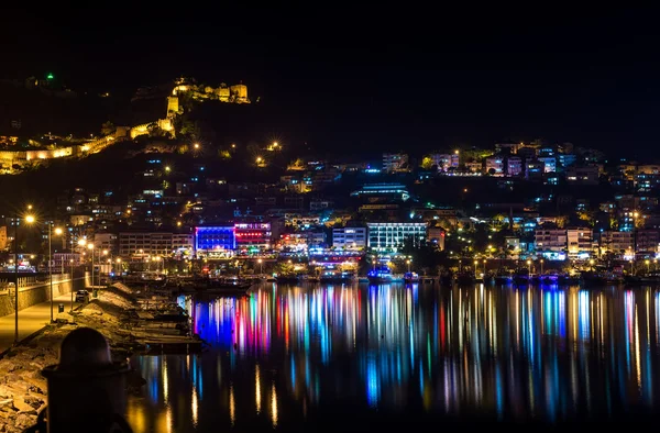Fortress and night lights in Alanya — 图库照片
