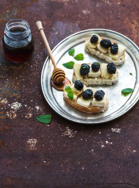 Italian bruschettas sandwich with brie cheese