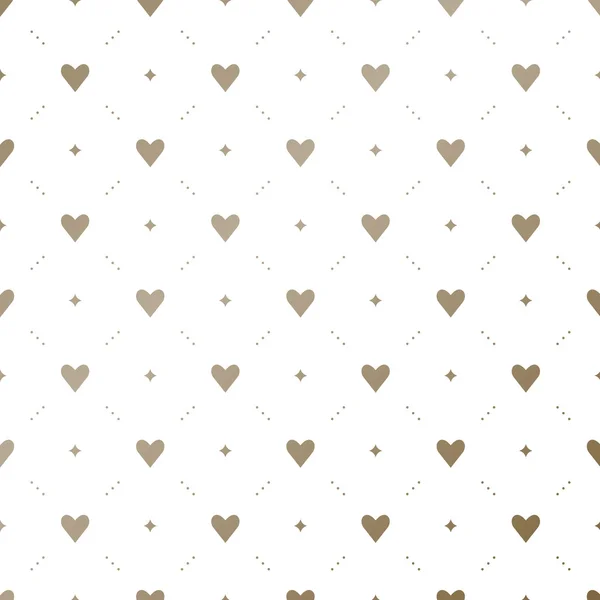 Seamless vector gold pattern with hearts on a white background — Stock Vector