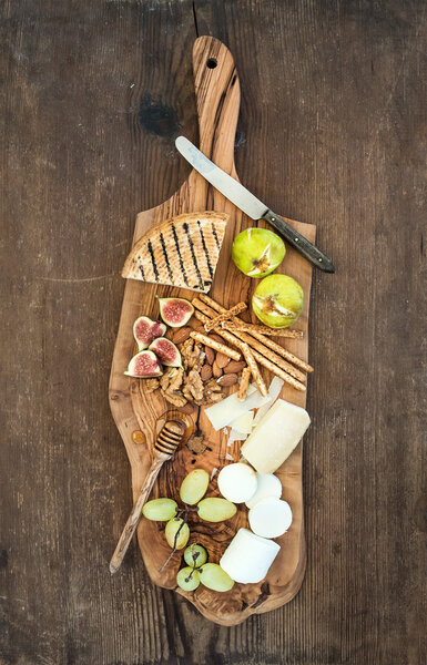 Wine appetizers set: cheese selection