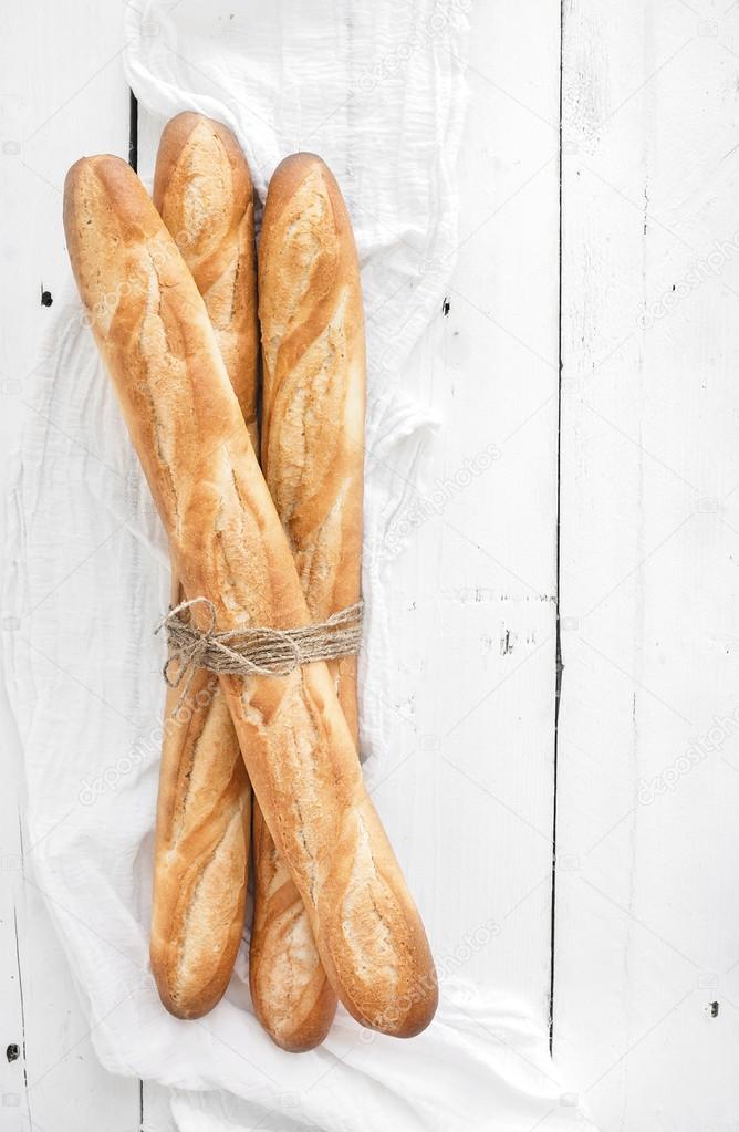 Freshly baked French baguettes