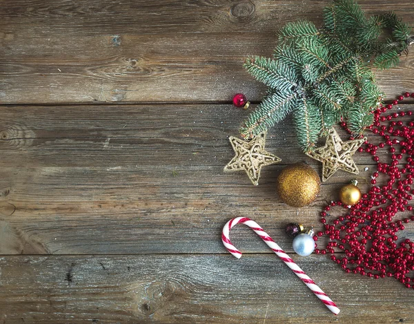 Vánoční nebo novoroční rustikální dřevěné pozadí — Stock fotografie
