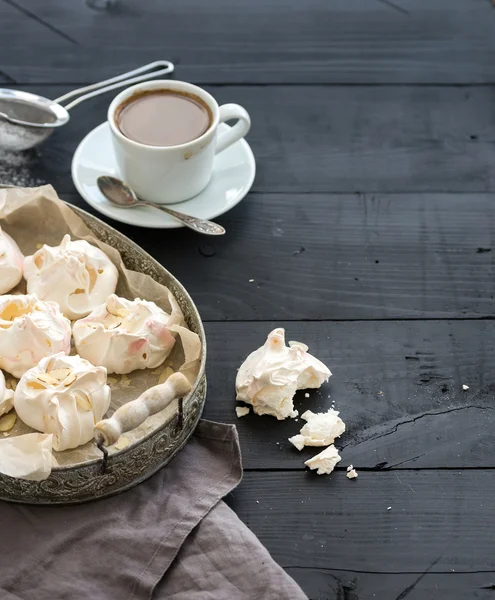 Almond meringues with cup of coffee — Stock Fotó