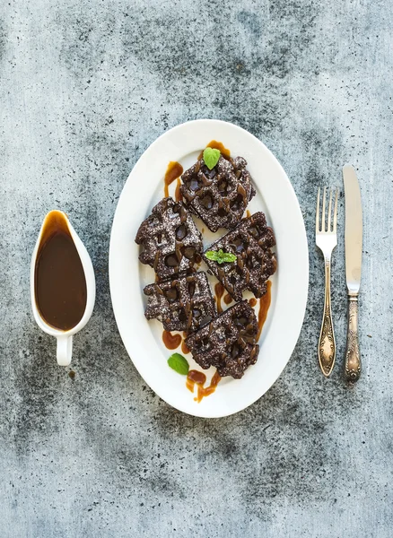 Chocolate Belgian waffles — Stock Photo, Image