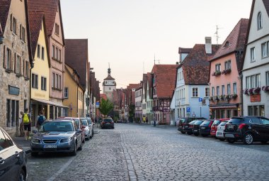 Street view with medieval buildings