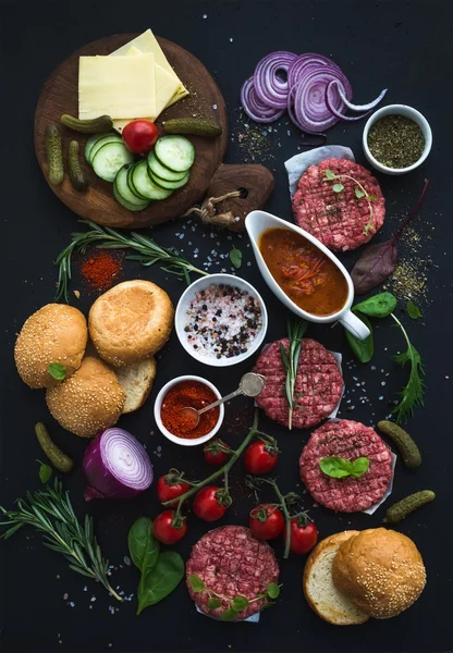 Ingredienti per cucinare hamburger — Foto Stock