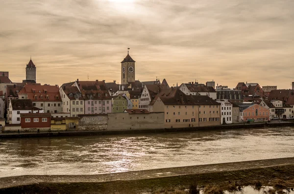 Riverside of the Danube river in Regensburg, Germany v1 — Stock Photo, Image