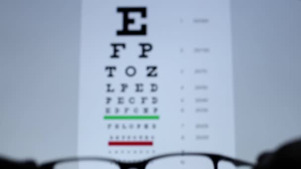 Egy Ember Látó Szemüveget Visz Szemébe Nem Fókuszálunk Hanem Koncentrálunk — Stock videók
