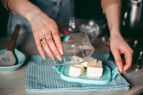 Processo Cozimento Tortas Biscoitos Cozinha — Fotografia de Stock