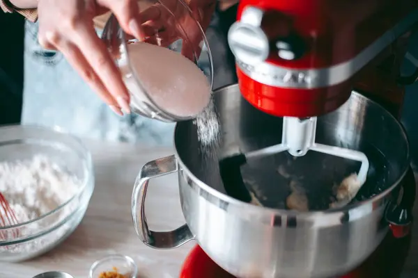 Processo Cozimento Tortas Biscoitos Cozinha — Fotografia de Stock