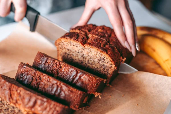 Pane Banana Appena Sfornato Cucina — Foto Stock