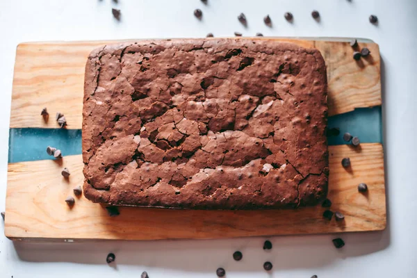 Brownie Chocolate Aromático Recién Horneado —  Fotos de Stock