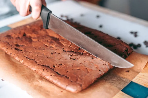 Brownie Chocolate Aromático Recién Horneado — Foto de Stock