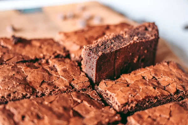 Brownie Chocolate Aromático Recién Horneado — Foto de Stock