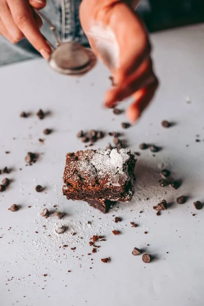 Brownie Chocolate Aromático Recién Horneado — Foto de Stock