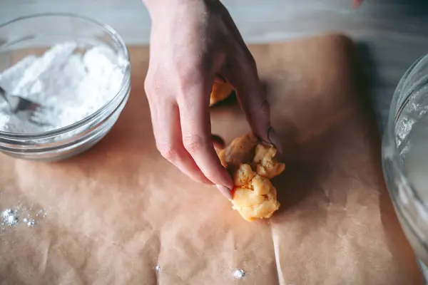 Processo Cozimento Tortas Biscoitos Cozinha — Fotografia de Stock