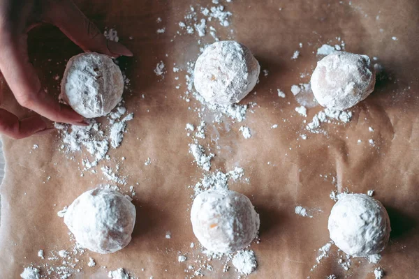 Processo Cozimento Tortas Biscoitos Cozinha — Fotografia de Stock