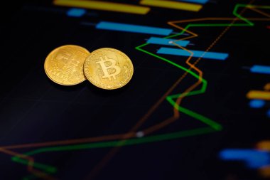 Şifreleme oranı indeksinin arkaplanına karşılık altın bitcoin para