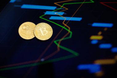 Şifreleme oranı indeksinin arkaplanına karşılık altın bitcoin para