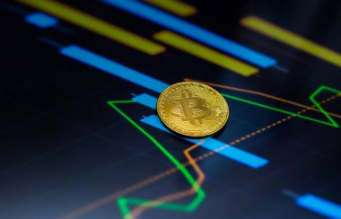 Şifreleme oranı indeksinin arkaplanına karşılık altın bitcoin para