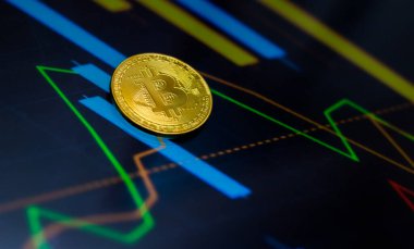 Şifreleme oranı indeksinin arkaplanına karşılık altın bitcoin para