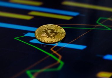 Şifreleme oranı indeksinin arkaplanına karşılık altın bitcoin para