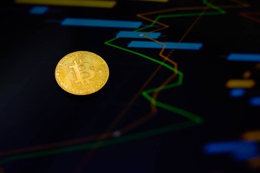 Şifreleme oranı indeksinin arkaplanına karşılık altın bitcoin para