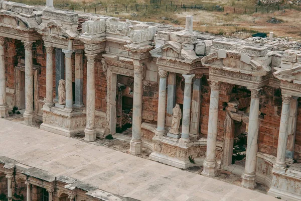 Oude Romeinse Amfitheater Gemaakt Van Steen Onder Open Lucht Pamukkale — Stockfoto