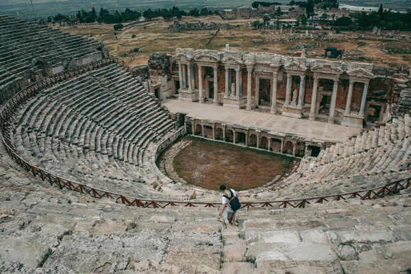 Antico Anfiteatro Romano Pietra Cielo Aperto Pamukkale Turchia — Foto Stock