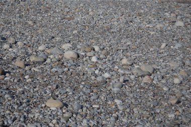 Sahildeki taşların arka planında deniz kenarında