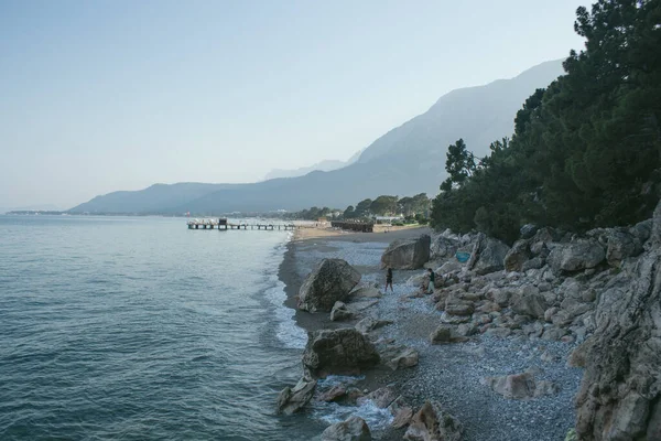 Pláž Moři Horami Pozadí Antalya Kemer — Stock fotografie