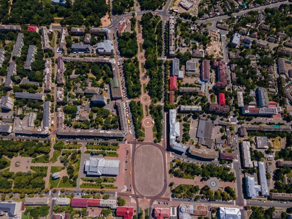Flygdrönare syn på Tjernihiv centrum — Stockfoto