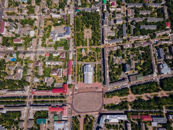 Widok z lotu ptaka na centrum Czernihowa — Zdjęcie stockowe