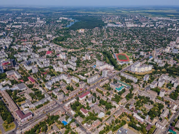 Вид с воздуха на центр Чернигова с беспилотника — стоковое фото