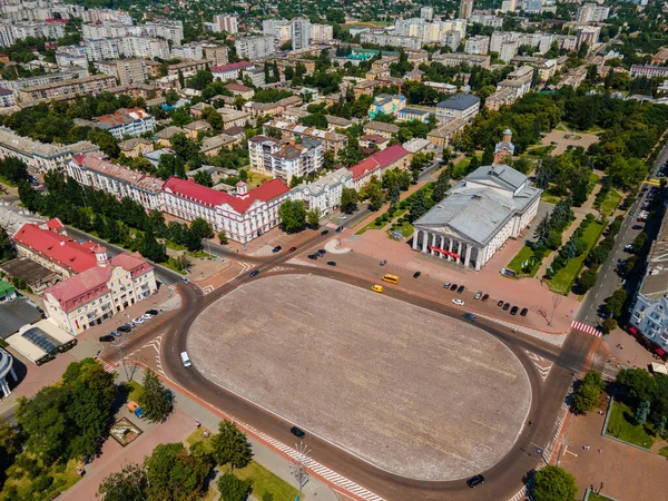 Вид с воздуха на центр Чернигова с беспилотника — стоковое фото
