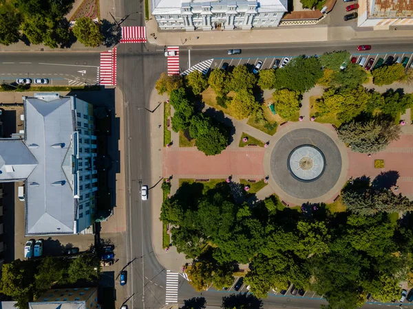 Flygdrönare syn på Tjernihiv centrum — Stockfoto