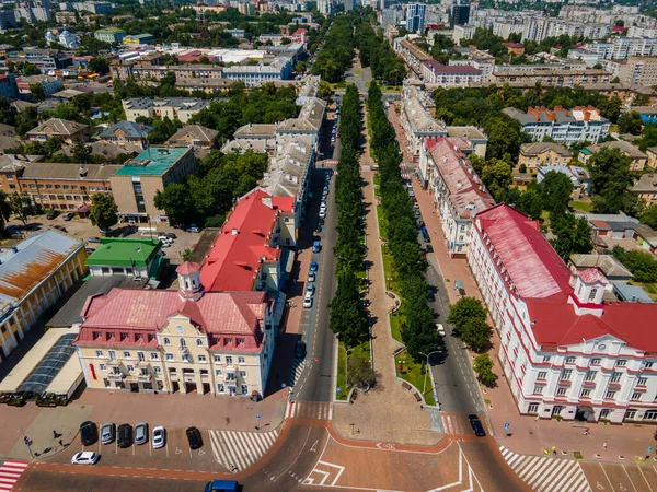 Aerial drone view of Chernihiv city center — Stock Photo, Image