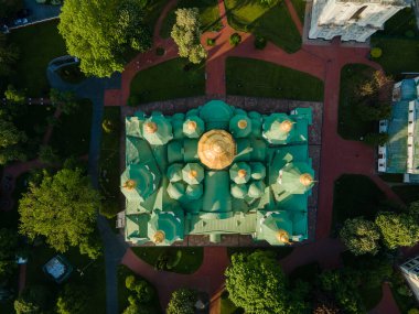 Kyiv 'deki bir İHA Saint Sophia Katedrali' nden hava görüntüsü