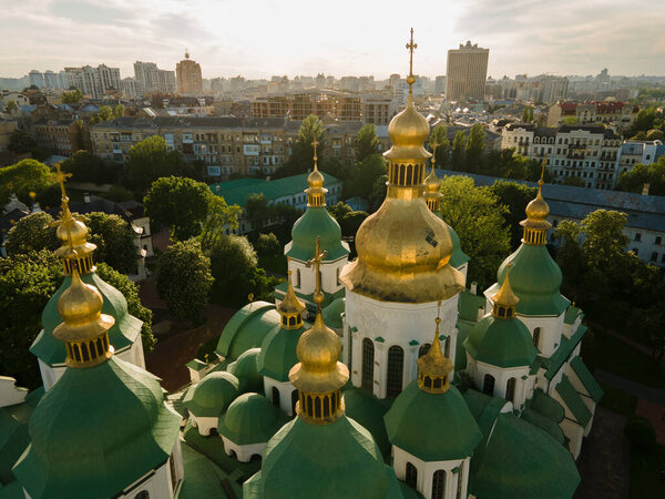 Aerial view from a drone Saint Sophia Cathedral in Kyiv