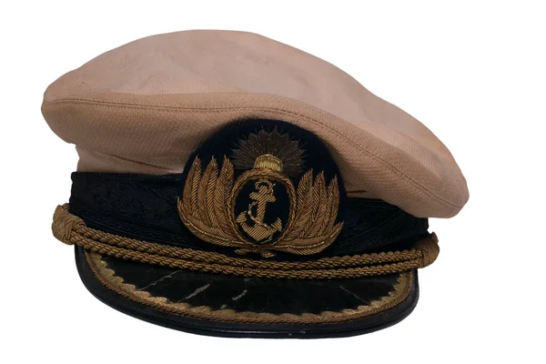 Vecchio Cappello Capitano Marina Argentino Sfondo Bianco — Foto Stock