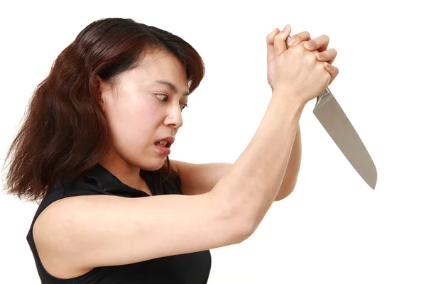 Mulher assassina com faca — Fotografia de Stock