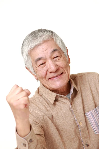 Senior japonais dans une pose de victoire — Photo