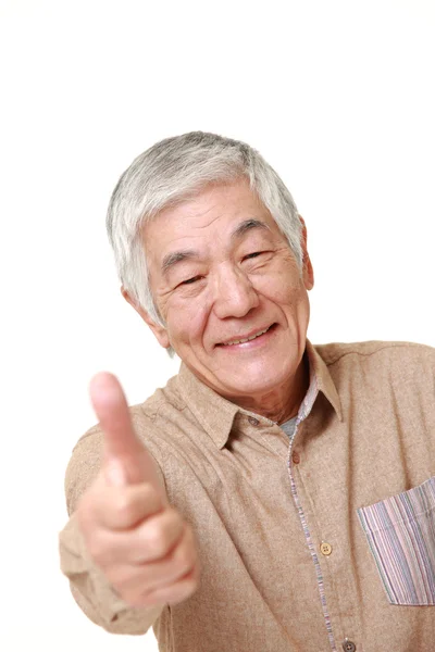 Senior japonés hombre con los pulgares hacia arriba gesto —  Fotos de Stock