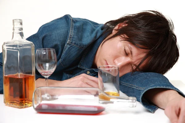 Young Japanese man drunk too much — Stock Photo, Image