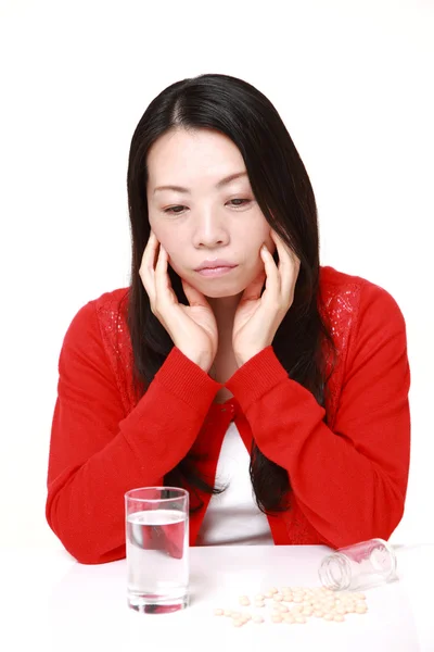 Japanese woman suffers from melancholy — Stock Photo, Image